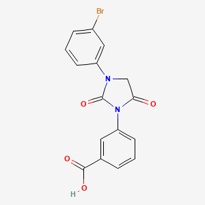 molecular formula C16H11BrN2O4 B15220222 Benzoic acid, 3-[3-(3-bromophenyl)-2,5-dioxo-1-imidazolidinyl]- CAS No. 651748-59-3