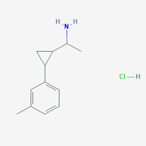 molecular formula C12H18ClN B1522027 1-[2-(3-Methylphenyl)cyclopropyl]ethan-1-amine hydrochloride CAS No. 1212326-69-6