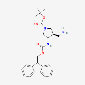 tert-Butyl (3S,4R)-3-((((9H-fluoren-9-yl)methoxy)carbonyl)amino)-4-(aminomethyl)pyrrolidine-1-carboxylate