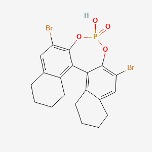 molecular formula C20H19Br2O4P B15220274 10,16-dibromo-13-hydroxy-12,14-dioxa-13λ5-phosphapentacyclo[13.8.0.02,11.03,8.018,23]tricosa-1(23),2,8,10,15,17-hexaene 13-oxide 