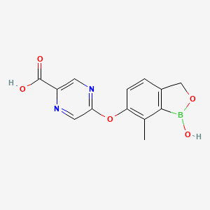 molecular formula C13H11BN2O5 B15220285 5-((1-Hydroxy-7-methyl-1,3-dihydrobenzo[c][1,2]oxaborol-6-yl)oxy)pyrazine-2-carboxylic acid 