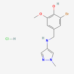 molecular formula C12H15BrClN3O2 B1522029 2-bromo-6-methoxy-4-{[(1-methyl-1H-pyrazol-4-yl)amino]methyl}phenol hydrochloride CAS No. 1208639-77-3