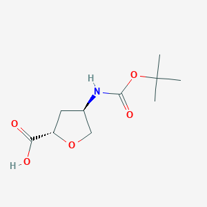 molecular formula C10H17NO5 B15220300 (2S,4R)-4-((tert-Butoxycarbonyl)amino)tetrahydrofuran-2-carboxylic acid 