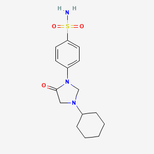 molecular formula C15H21N3O3S B15220322 Benzenesulfonamide, 4-(3-cyclohexyl-5-oxo-1-imidazolidinyl)- CAS No. 53298-10-5