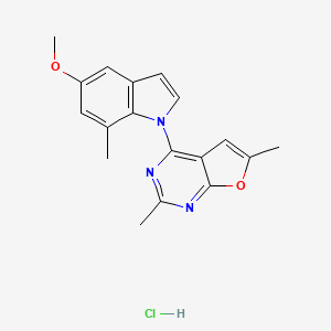 molecular formula C18H18ClN3O2 B15220342 4-(5-Methoxy-7-methyl-1H-indol-1-yl)-2,6-dimethylfuro[2,3-d]pyrimidine hydrochloride 