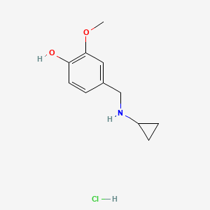molecular formula C11H16ClNO2 B1522036 4-[(环丙基氨基)甲基]-2-甲氧基苯酚盐酸盐 CAS No. 1197796-77-2