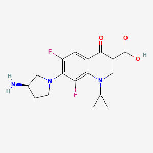 molecular formula C17H17F2N3O3 B15220365 (R)-7-(3-Aminopyrrolidin-1-yl)-1-cyclopropyl-6,8-difluoro-4-oxo-1,4-dihydroquinoline-3-carboxylic acid 