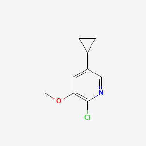 molecular formula C9H10ClNO B15220450 2-Chloro-5-cyclopropyl-3-methoxypyridine 