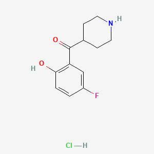 molecular formula C12H15ClFNO2 B1522048 (5-氟-2-羟苯基)(哌啶-4-基)甲酮盐酸盐 CAS No. 1182284-28-1
