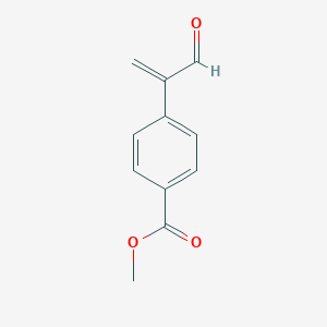 molecular formula C11H10O3 B15220575 Benzoic acid, 4-(1-formylethenyl)-, methyl ester 