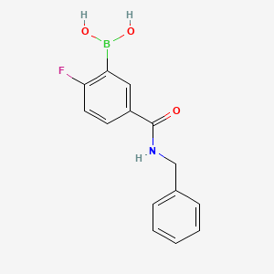 molecular formula C14H13BFNO3 B1522059 (5-(Benzylcarbamoyl)-2-fluorophenyl)boronic acid CAS No. 874289-53-9