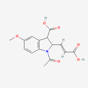 molecular formula C15H15NO6 B15220600 (E)-1-acetyl-2-(2-carboxyvinyl)-5-methoxyindoline-3-carboxylic acid 