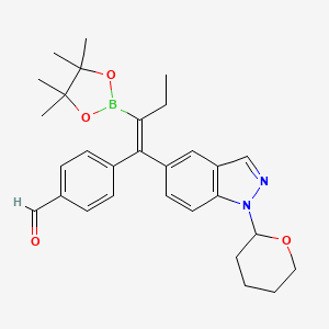 molecular formula C29H35BN2O4 B15220605 (Z)-4-(1-(1-(Tetrahydro-2H-pyran-2-yl)-1H-indazol-5-yl)-2-(4,4,5,5-tetramethyl-1,3,2-dioxaborolan-2-yl)but-1-en-1-yl)benzaldehyde 