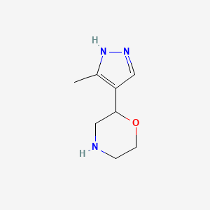 molecular formula C8H13N3O B15220619 2-(3-Methyl-1H-pyrazol-4-yl)morpholine 