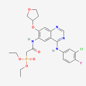 molecular formula C24H27ClFN4O6P B15220631 Diethyl (2-((4-((3-chloro-4-fluorophenyl)amino)-7-((tetrahydrofuran-3-yl)oxy)quinazolin-6-yl)amino)-2-oxoethyl)phosphonate 