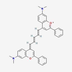 molecular formula C39H35N2O2+ B15220676 7-(Dimethylamino)-4-((1E,3E,5E)-5-(7-(dimethylamino)-2-phenyl-4H-chromen-4-ylidene)penta-1,3-dien-1-yl)-2-phenylchromenylium 