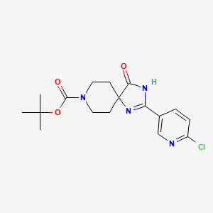 molecular formula C17H21ClN4O3 B15220734 tert-Butyl 2-(6-chloropyridin-3-yl)-4-oxo-1,3,8-triazaspiro[4.5]dec-1-ene-8-carboxylate 