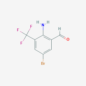 molecular formula C8H5BrF3NO B15220833 2-Amino-5-bromo-3-(trifluoromethyl)benzaldehyde 