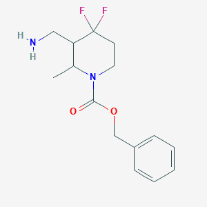 molecular formula C15H20F2N2O2 B15220888 Benzyl 3-(aminomethyl)-4,4-difluoro-2-methylpiperidine-1-carboxylate 