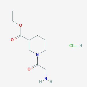 molecular formula C10H19ClN2O3 B1522091 Ethyl 1-(2-aminoacetyl)piperidine-3-carboxylate hydrochloride CAS No. 1176419-77-4