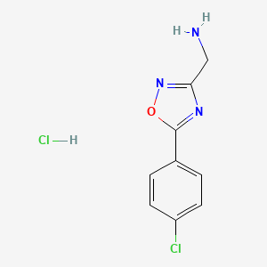 molecular formula C9H9Cl2N3O B1522093 (5-(4-Chlorophenyl)-1,2,4-oxadiazol-3-yl)methanamine hydrochloride CAS No. 1179370-94-5