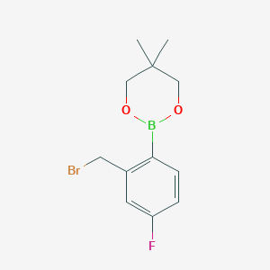 molecular formula C12H15BBrFO2 B1522094 2-(2-(Bromomethyl)-4-fluorophenyl)-5,5-dimethyl-1,3,2-dioxaborinane CAS No. 673456-16-1