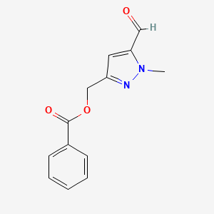 molecular formula C13H12N2O3 B15220952 (5-Formyl-1-methyl-1H-pyrazol-3-yl)methyl benzoate 