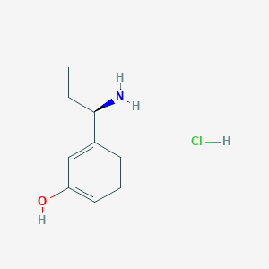 molecular formula C9H14ClNO B15221016 (R)-3-(1-Aminopropyl)phenol hydrochloride CAS No. 856562-94-2