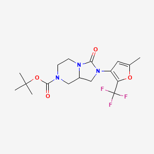 molecular formula C17H22F3N3O4 B15221022 Imidazo[1,5-a]pyrazine-7(1H)-carboxylic acid, hexahydro-2-[5-methyl-2-(trifluoromethyl)-3-furanyl]-3-oxo-, 1,1-dimethylethyl ester 