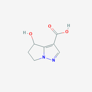 molecular formula C7H8N2O3 B15221063 4-Hydroxy-5,6-dihydro-4H-pyrrolo[1,2-b]pyrazole-3-carboxylic acid 