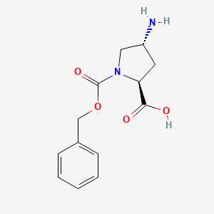 molecular formula C13H16N2O4 B15221141 (2S,4R)-4-Amino-1-((benzyloxy)carbonyl)pyrrolidine-2-carboxylic acid 