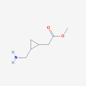 molecular formula C7H13NO2 B15221167 Methyl 2-[2-(aminomethyl)cyclopropyl]acetate 