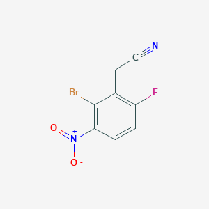 molecular formula C8H4BrFN2O2 B15221236 2-(2-Bromo-6-fluoro-3-nitrophenyl)acetonitrile 