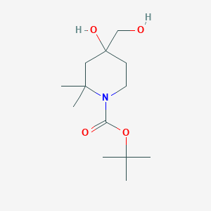 molecular formula C13H25NO4 B15221295 tert-Butyl 4-hydroxy-4-(hydroxymethyl)-2,2-dimethylpiperidine-1-carboxylate 