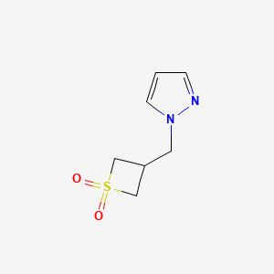 molecular formula C7H10N2O2S B15221296 3-((1H-Pyrazol-1-yl)methyl)thietane 1,1-dioxide 