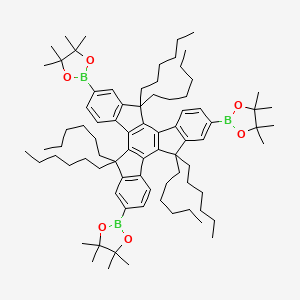 molecular formula C81H123B3O6 B15221340 1,3,2-Dioxaborolane, 2,2',2''-(5,5,10,10,15,15-hexahexyl-10,15-dihydro-5H-tribenzo[a,f,k]trindene-2,7,12-triyl)tris[4,4,5,5-tetramethyl- 