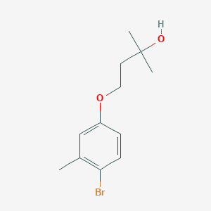 molecular formula C12H17BrO2 B15221356 4-(4-Bromo-3-methylphenoxy)-2-methylbutan-2-ol 