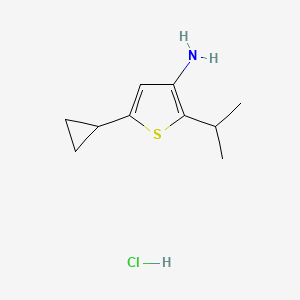 molecular formula C10H16ClNS B15221416 5-Cyclopropyl-2-isopropylthiophen-3-amine hydrochloride 