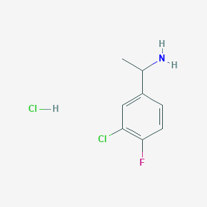 molecular formula C8H10Cl2FN B15221436 1-(3-Chloro-4-fluorophenyl)ethan-1-amine hydrochloride 