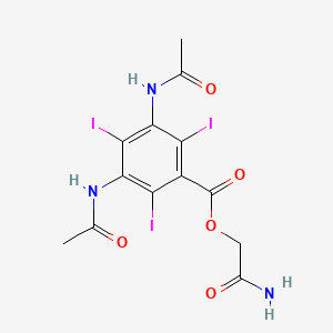 molecular formula C13H12I3N3O5 B15221454 2-Amino-2-oxoethyl 3,5-diacetamido-2,4,6-triiodobenzoate 