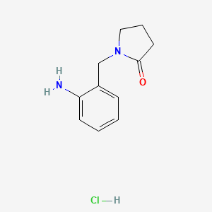 molecular formula C11H15ClN2O B1522146 1-[(2-Aminophenyl)methyl]pyrrolidin-2-one hydrochloride CAS No. 1197625-41-4