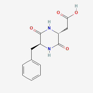 molecular formula C13H14N2O4 B15221574 Rel-2-((2R,5S)-5-benzyl-3,6-dioxopiperazin-2-yl)acetic acid 