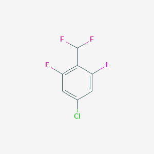 molecular formula C7H3ClF3I B15221647 5-Chloro-2-(difluoromethyl)-1-fluoro-3-iodobenzene 