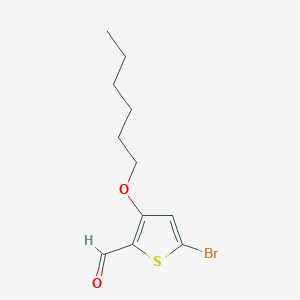 molecular formula C11H15BrO2S B15221752 5-Bromo-3-(hexyloxy)thiophene-2-carbaldehyde 