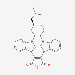 molecular formula C29H30N4O2 B15221754 (6S)-6-((Dimethylamino)methyl)-22,25-dihydro-11H,21H,31H-1,3(3,1)-diindola-2(3,4)-pyrrolacyClononaphane-22,25-dione 