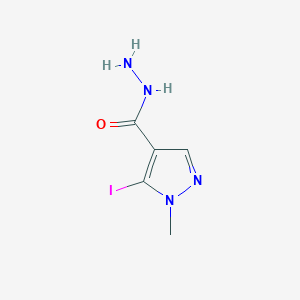 molecular formula C5H7IN4O B15221921 5-Iodo-1-methyl-1H-pyrazole-4-carbohydrazide 