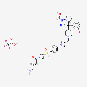 molecular formula C41H52F4N6O7S B15221928 Methyl ((1S,2R)-2-((S)-cyano(1-((1-(4-((1-((E)-4-(dimethylamino)but-2-enoyl)azetidin-3-yl)sulfonyl)phenyl)azetidin-3-yl)methyl)piperidin-4-yl)(3-fluorophenyl)methyl)cyclopentyl)carbamate 2,2,2-trifluoroacetate 