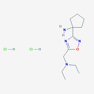 molecular formula C12H24Cl2N4O B1522193 1-{5-[(Diethylamino)methyl]-1,2,4-oxadiazol-3-yl}cyclopentan-1-amine dihydrochloride CAS No. 1208416-21-0