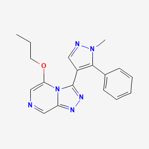 molecular formula C18H18N6O B15221933 3-(1-methyl-5-phenyl-1H-pyrazol-4-yl)-5-propoxy-[1,2,4]triazolo[4,3-a]pyrazine 