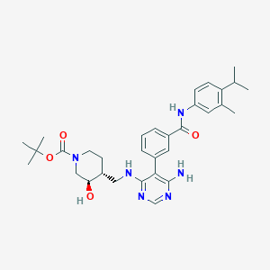 molecular formula C32H42N6O4 B15222016 tert-Butyl (3R,4R)-4-(((6-amino-5-(3-((4-isopropyl-3-methylphenyl)carbamoyl)phenyl)pyrimidin-4-yl)amino)methyl)-3-hydroxypiperidine-1-carboxylate 